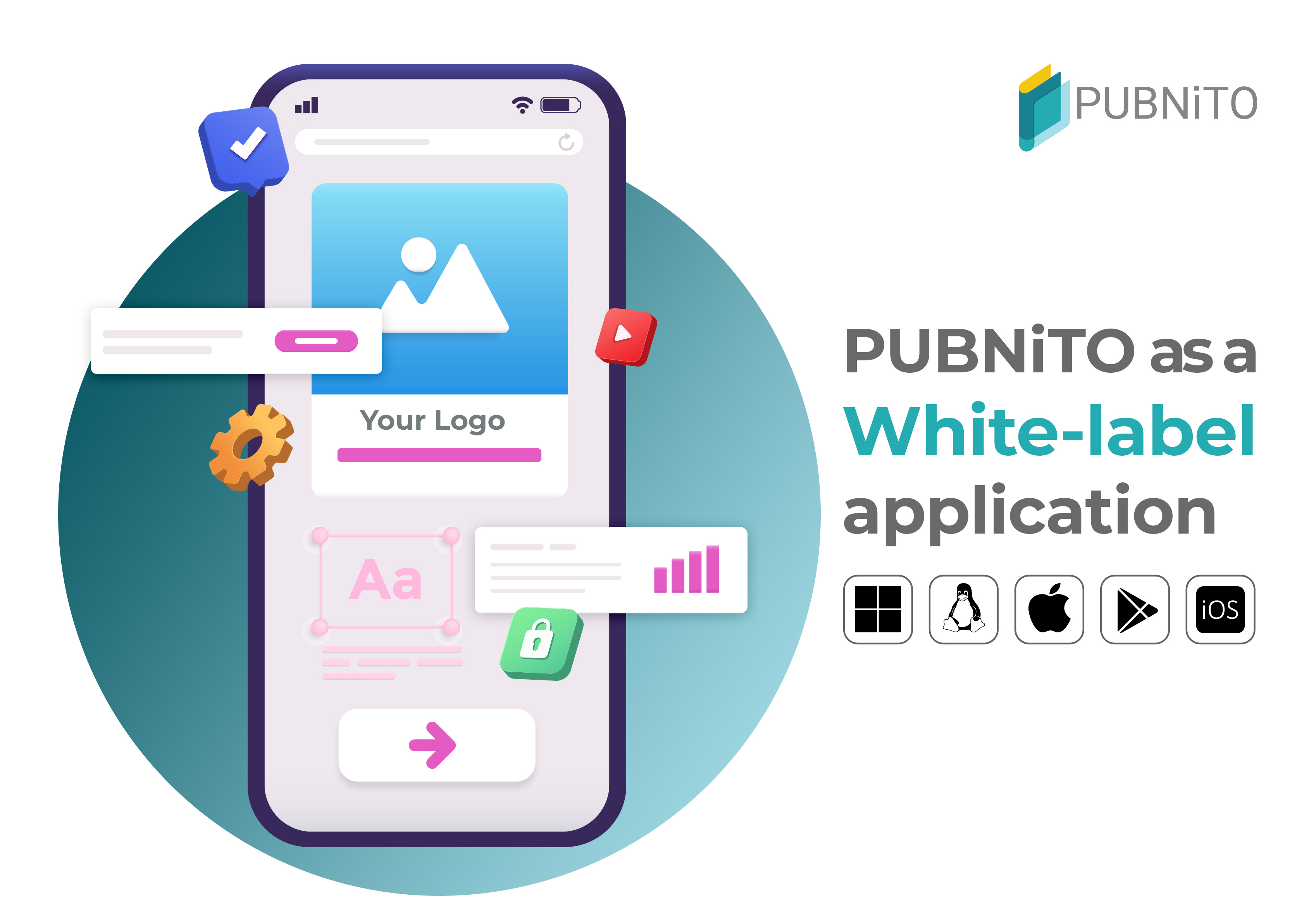 A view of a mobile app to show PUBNiTO's approach to White-label application