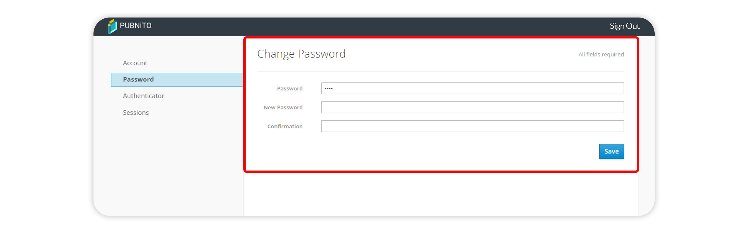 Details of Change Password section