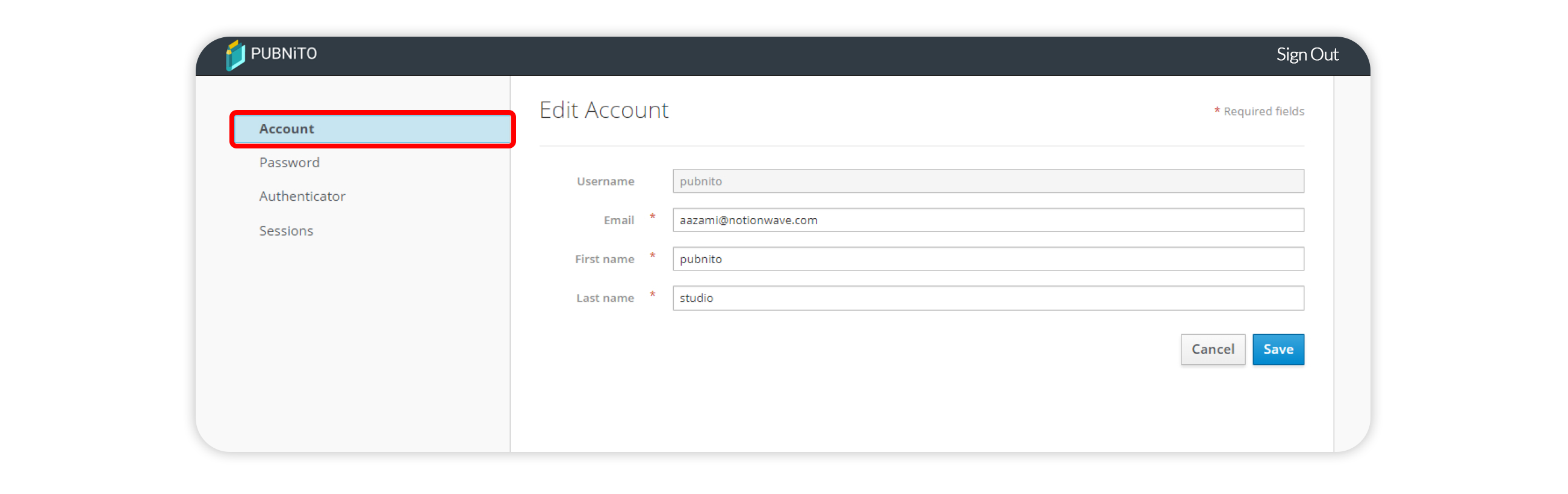 Overview of Account Section