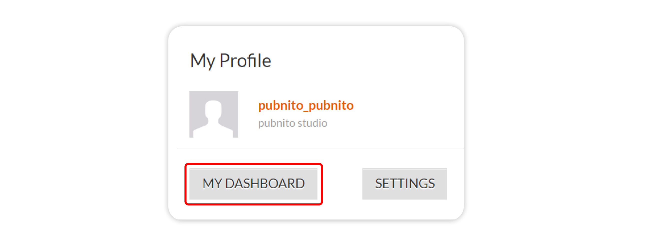 My Dashboard button is highlighted in My Profile box